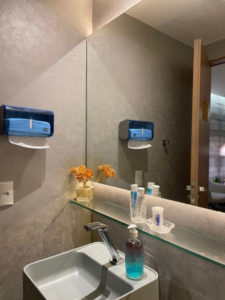 Banheiro com detalhes elegantes